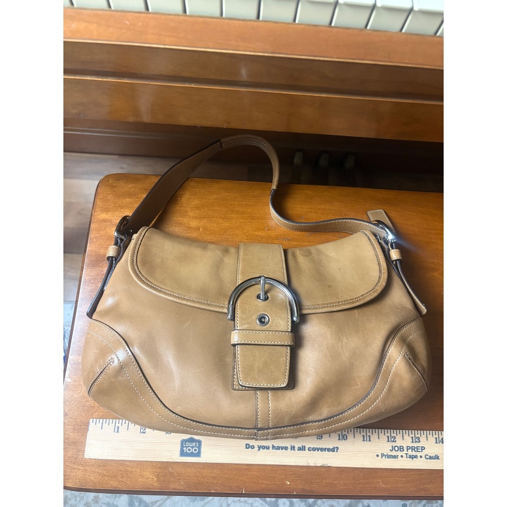 Coach‎ Soho Buckle Flap Shoulder Bag Tan Glove Leather Y2K F04S-9248 - Picture 6 of 8